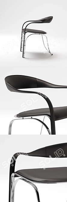 Fetuccini 165: Sleek Chrome & Leather Chair 3D model image 2