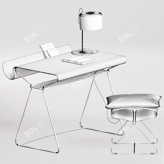 Sleek Hide Leather Desk 3D model image 3