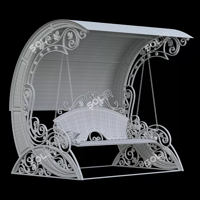 Elegant Wrought Iron Swing 3D model image 3