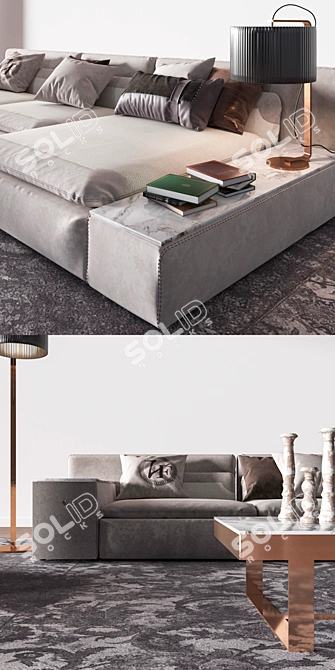 Elegant Vittoria Frigerio Set: Sofa, Chair, Tables 3D model image 2