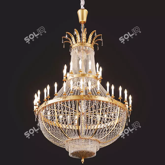 Gold Empire Palace Chandelier 3D model image 2