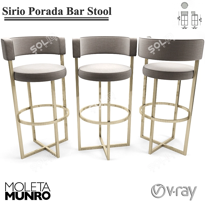 Elegant Porada Bar Stool 3D model image 1