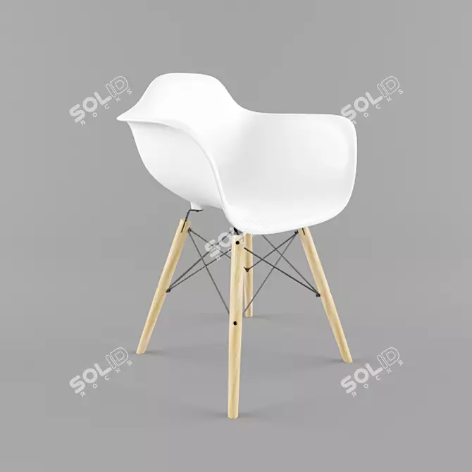 Elegant White Chair 3D model image 1