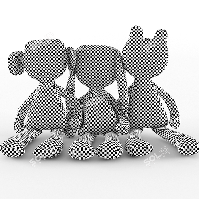 Adorable Textile Animal Toys 3D model image 3