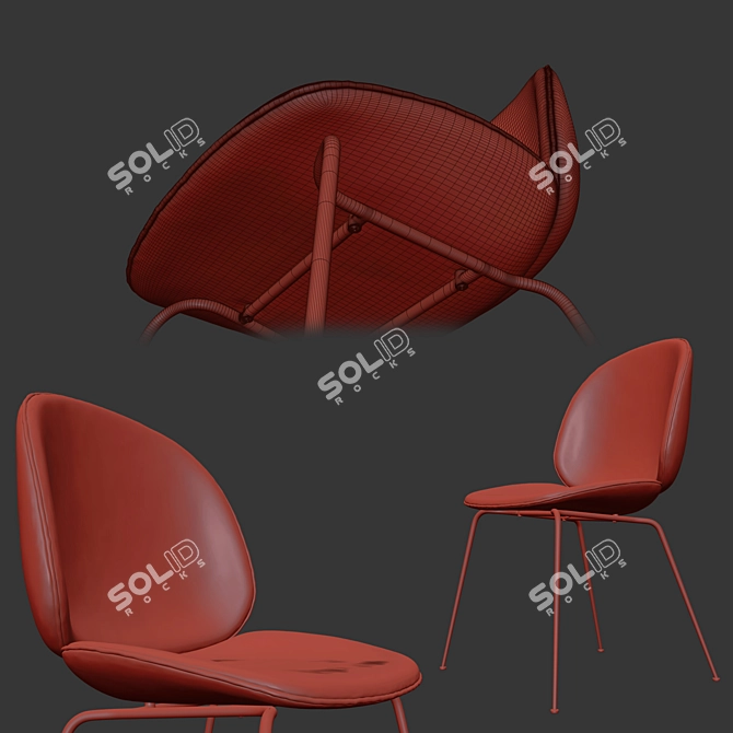 Gubi Beetle Velvet Dining Chair 3D model image 3