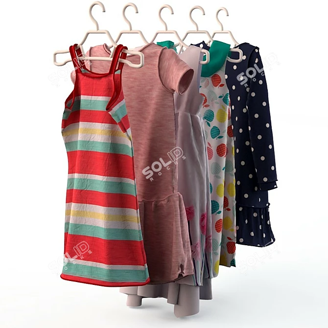 Shoulder Dresses for Girls 3D model image 2
