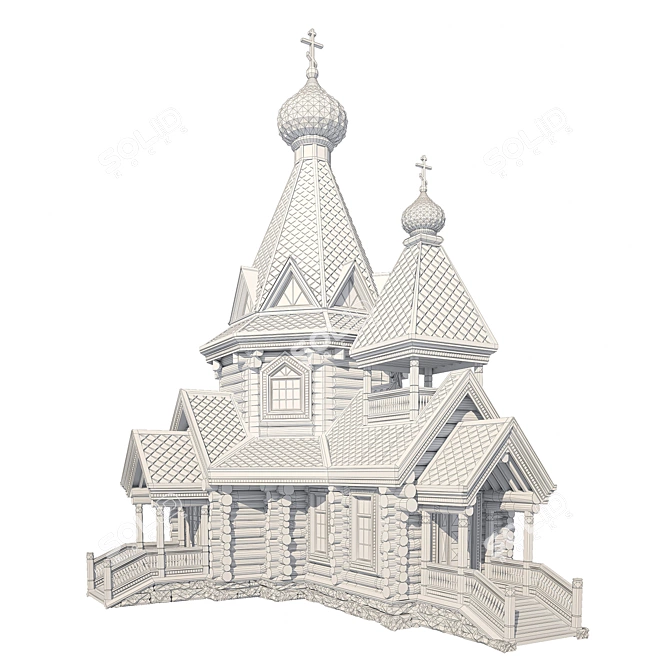 Wild Log Three-Dome Church 3D model image 2