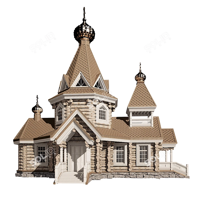 Wild Log Three-Dome Church 3D model image 3