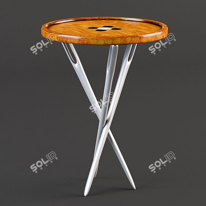 Elegant Button Accent Table 3D model image 2