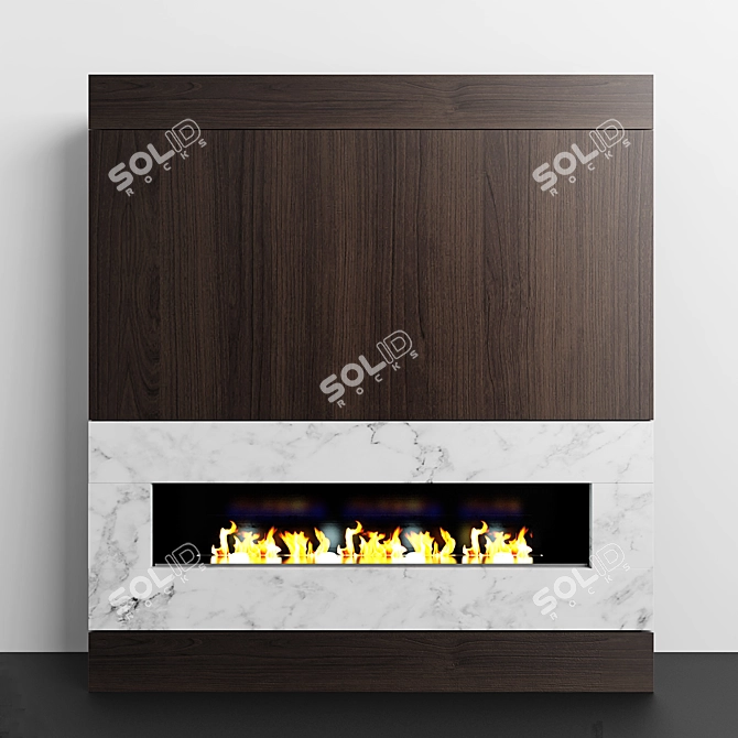 Wooden Marble Fireplace 3D model image 1