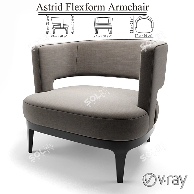 Elegant Astrid Flexform Armchair 3D model image 1