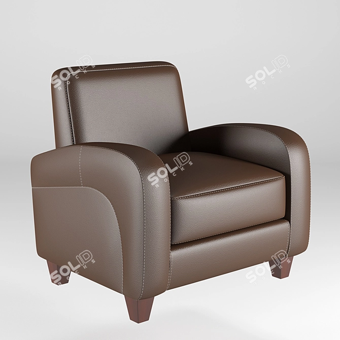 Luxury Leather Club Chair 3D model image 2