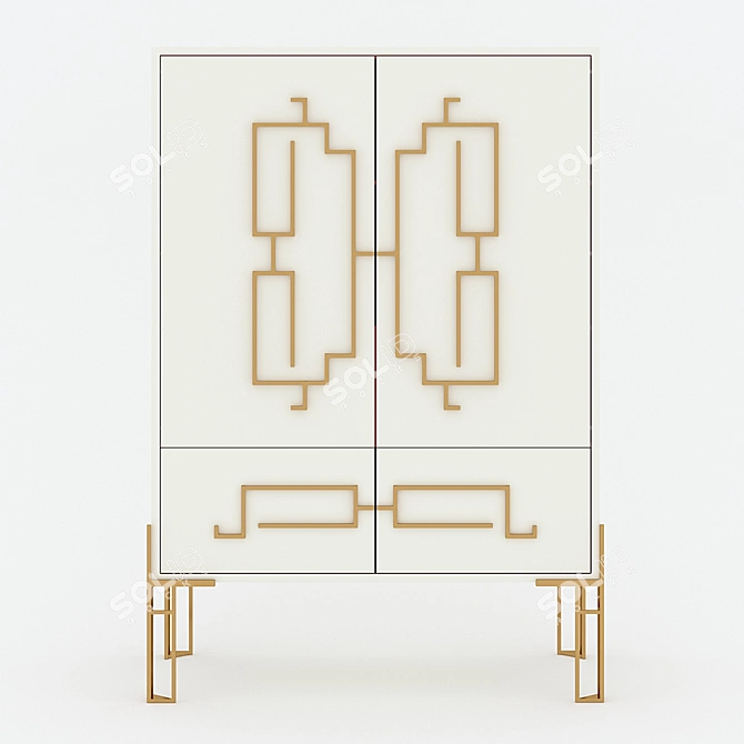 Chinoiserie-inspired Modern Buffet 3D model image 1