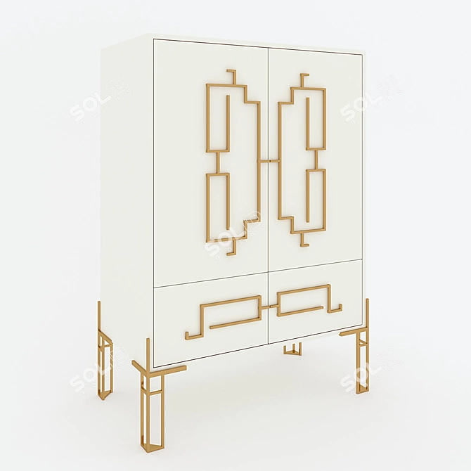 Chinoiserie-inspired Modern Buffet 3D model image 2