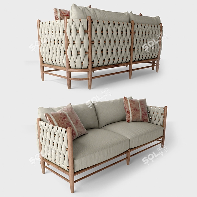 Elegant Maynard Woven Linen Sofa 3D model image 1