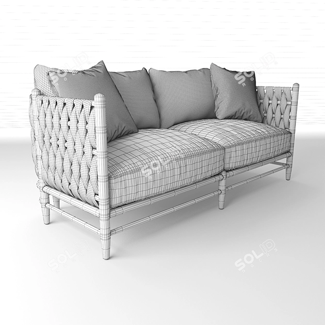 Elegant Maynard Woven Linen Sofa 3D model image 3