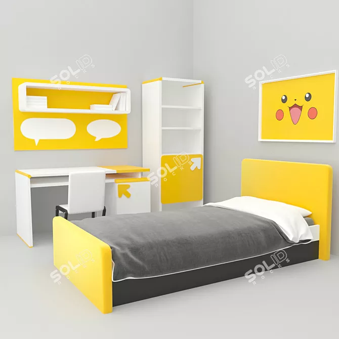 Safe and Stylish Children's Furniture Set 3D model image 1