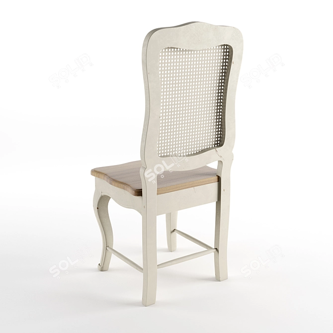 French Rustic Cream Rattan Chair 3D model image 2