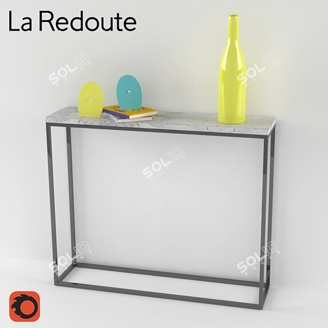 Elegant Metal and Marble Table Set 3D model image 1