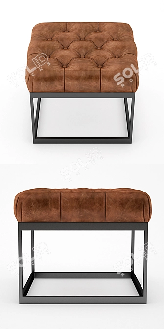 22" Leather & Metal Bench 3D model image 2