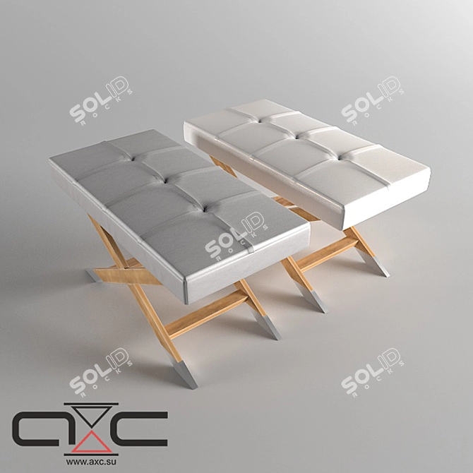 Albera Leather Stool 3D model image 1