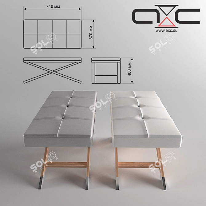 Albera Leather Stool 3D model image 2