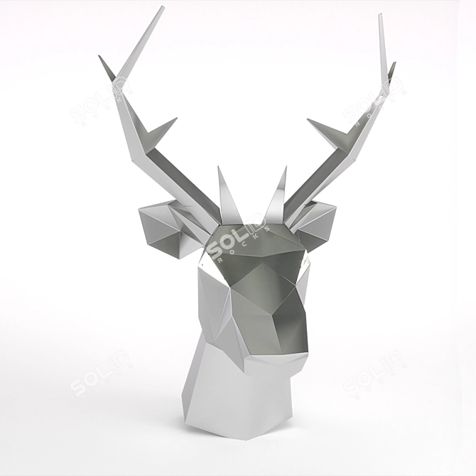 Metal Deer Head Sculpture 3D model image 1