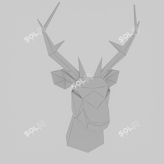 Metal Deer Head Sculpture 3D model image 2