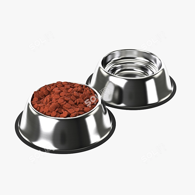 Premium Stainless Steel Dog Bowl 3D model image 1