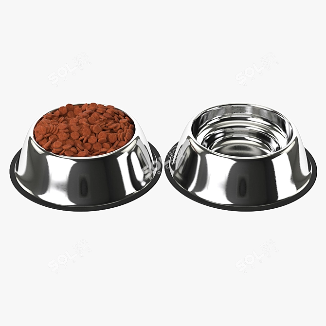 Premium Stainless Steel Dog Bowl 3D model image 2