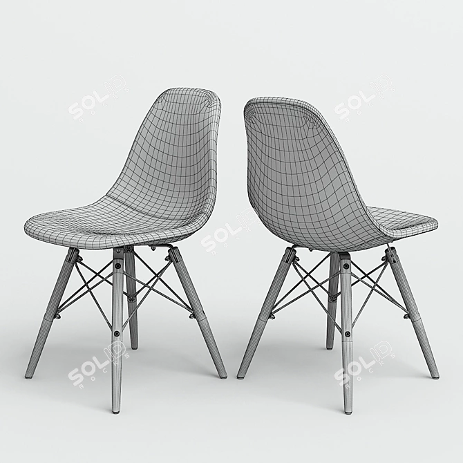 Colorful Eames Style Patchwork Chair 3D model image 3