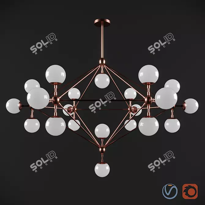 Modo 21-Globe Chandelier: Modern American Charm 3D model image 1