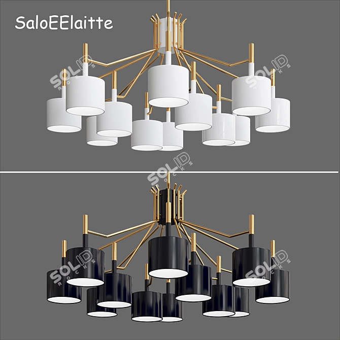 BlackWhite LED Pendant Chandelier 3D model image 1