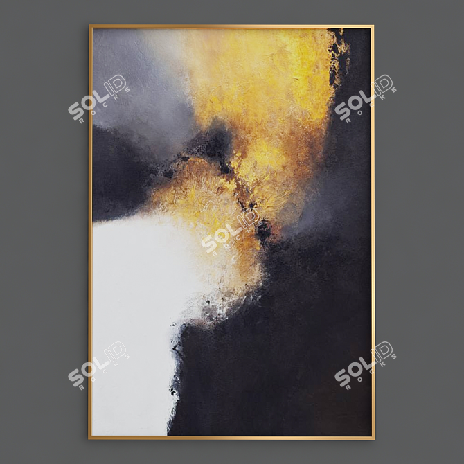 Golden Abstraction Art Print 3D model image 1