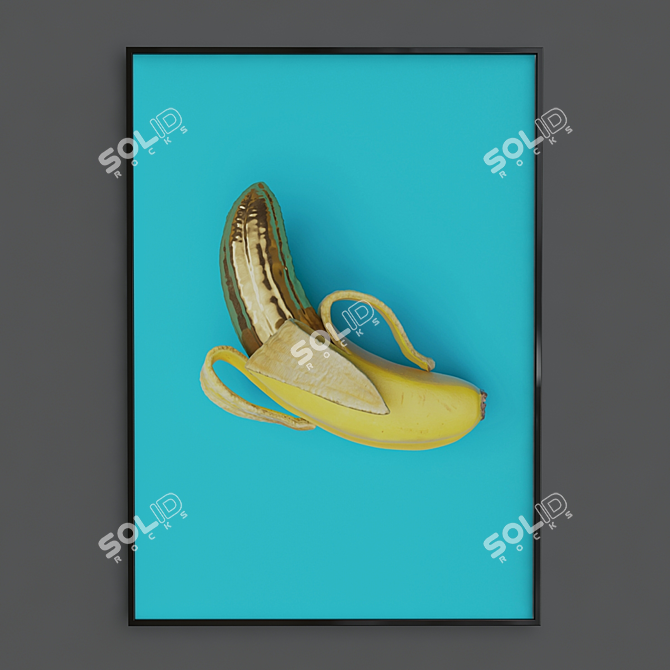 Nordic Kitchen Wall Art: Gold Apple & Banana 3D model image 3