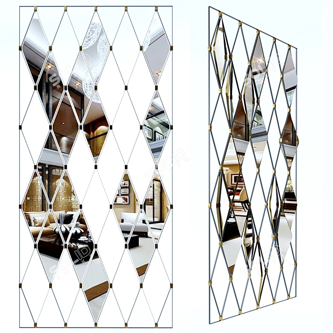 Mirrored Diamond Decorative Partition 3D model image 1