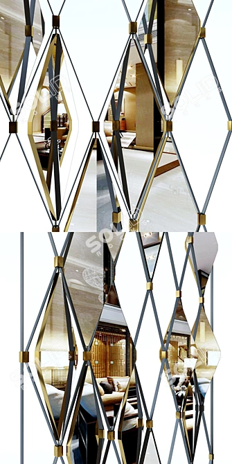 Mirrored Diamond Decorative Partition 3D model image 2