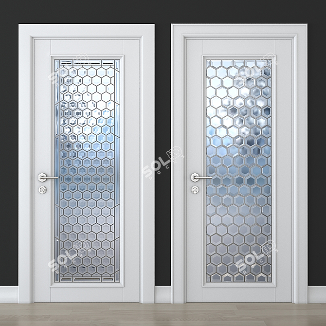 Elegant Stained Glass Door 3D model image 1