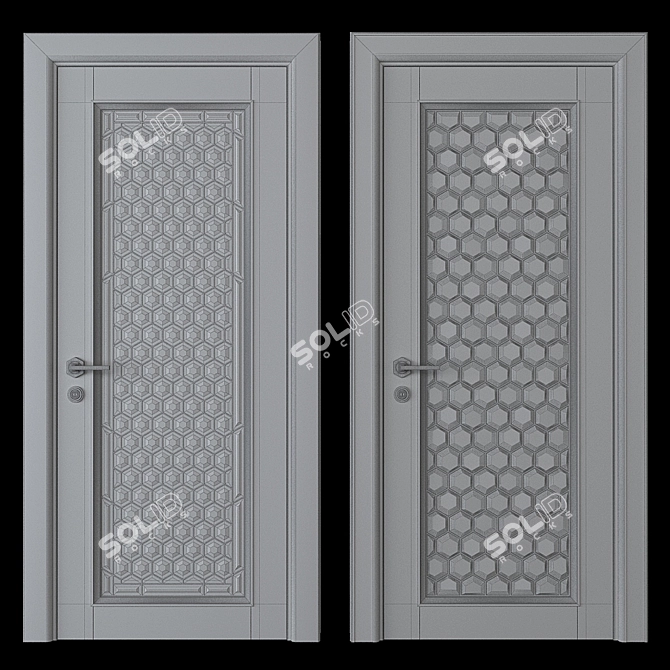 Elegant Stained Glass Door 3D model image 2