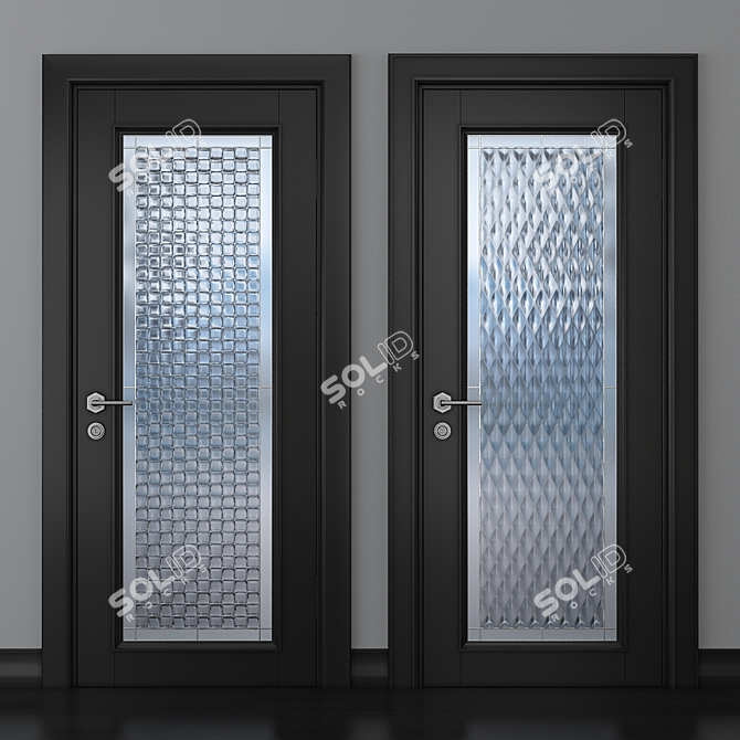 Elegant Stained-Glass Door 3D model image 1