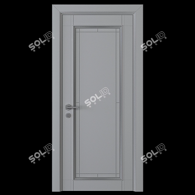 Elegant Glass door with Stained-Glass Window 3D model image 2