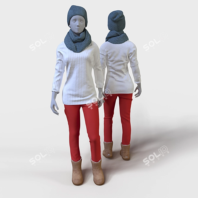 Autumn Chic Female Mannequin 3D model image 1