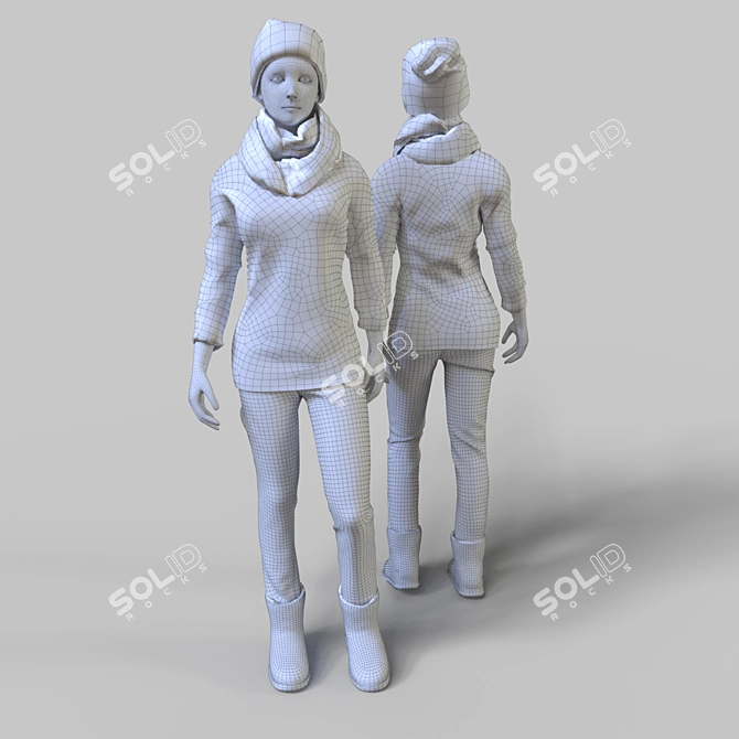 Autumn Chic Female Mannequin 3D model image 3