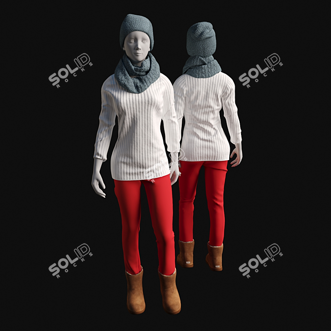 Autumn Chic Female Mannequin 3D model image 4