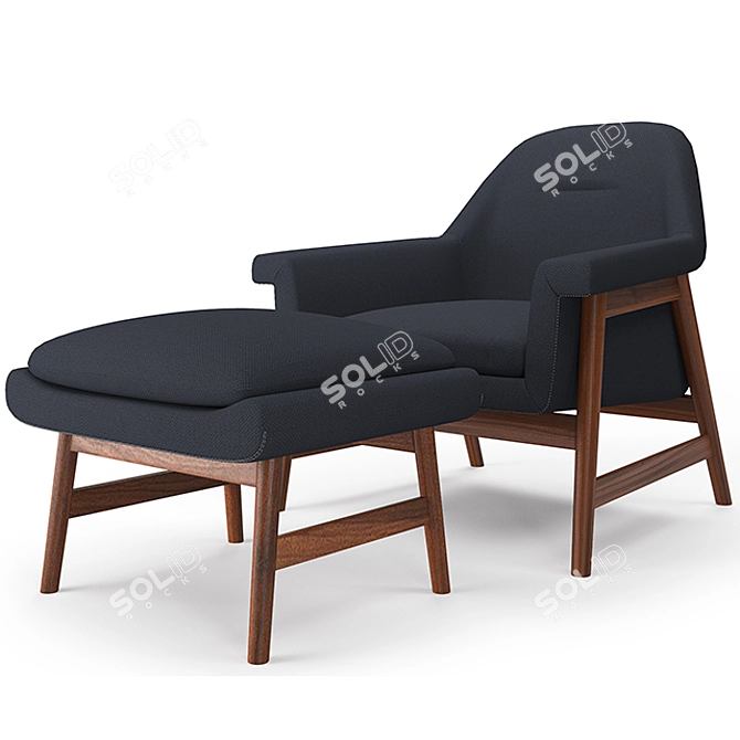 Stylish Theo Wood Chair Set 3D model image 1