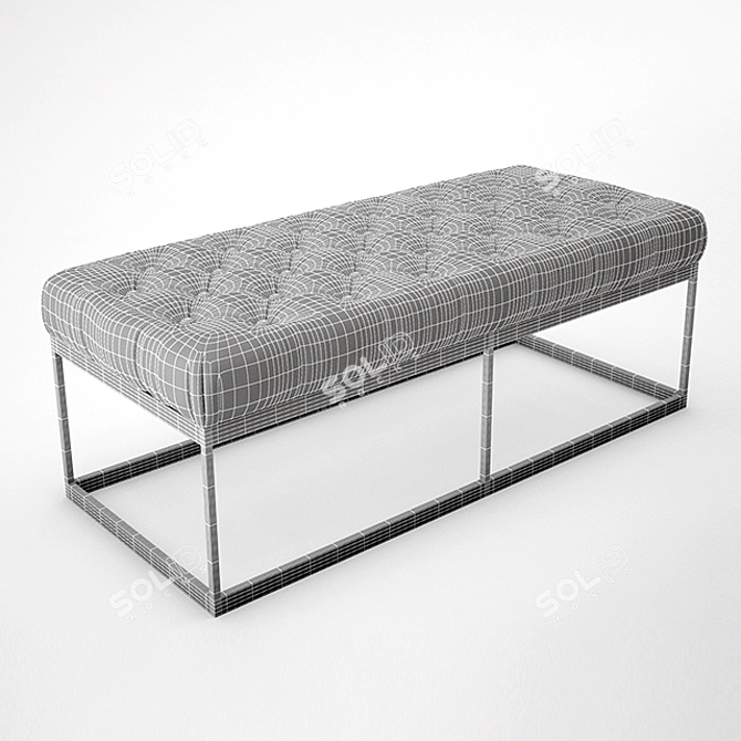Tufted Leather Metal Bench 3D model image 3
