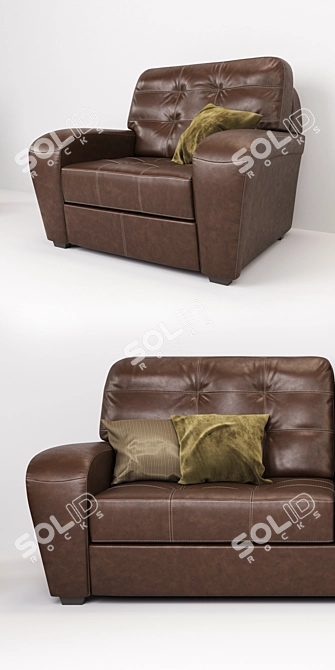 Montreal Leather Sofa & Armchair: Classic Comfort 3D model image 2