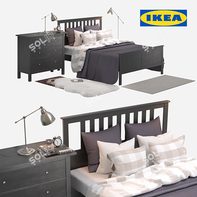 Stylish IKEA Bedroom Collection: HEMNES, ALHEDE, LUDDE 3D model image 1