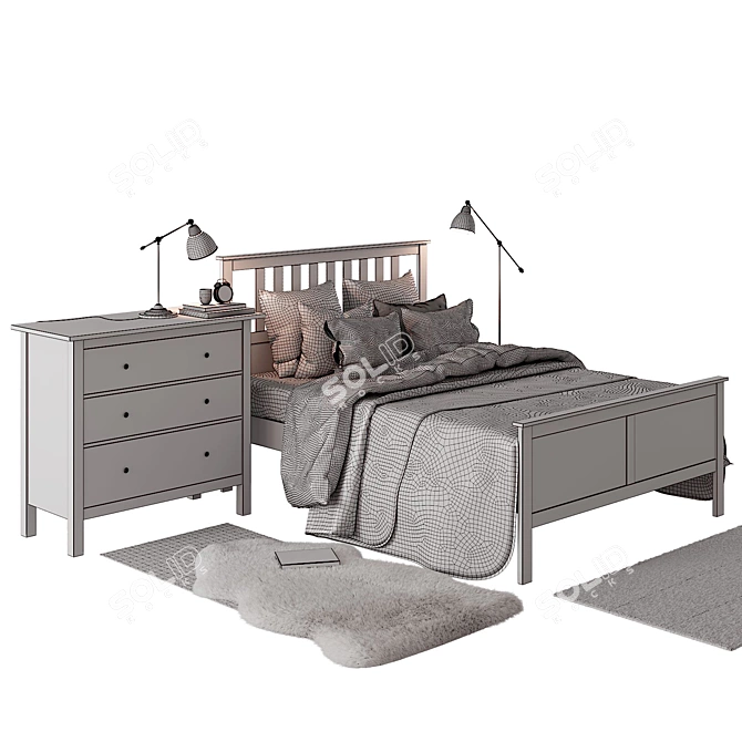 Stylish IKEA Bedroom Collection: HEMNES, ALHEDE, LUDDE 3D model image 3