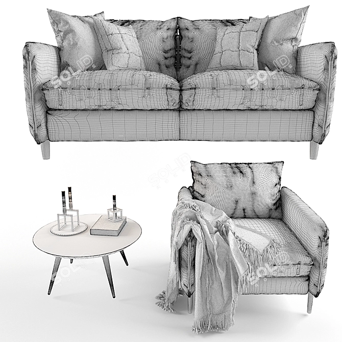 Elegant Pohjanmaan Sofa Set 3D model image 3